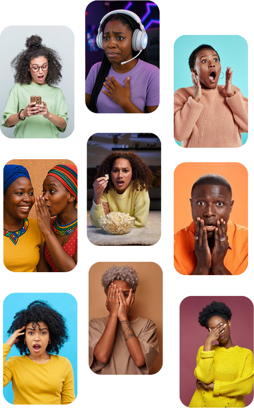Collage of diverse people expressing various emotions